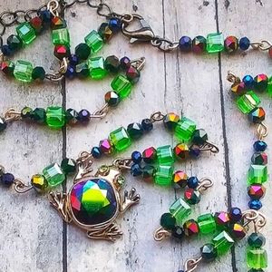 RNBW Frog on Handmade Chain Necklace